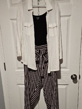Torrid Black & Blush Striped Cigarette Pant